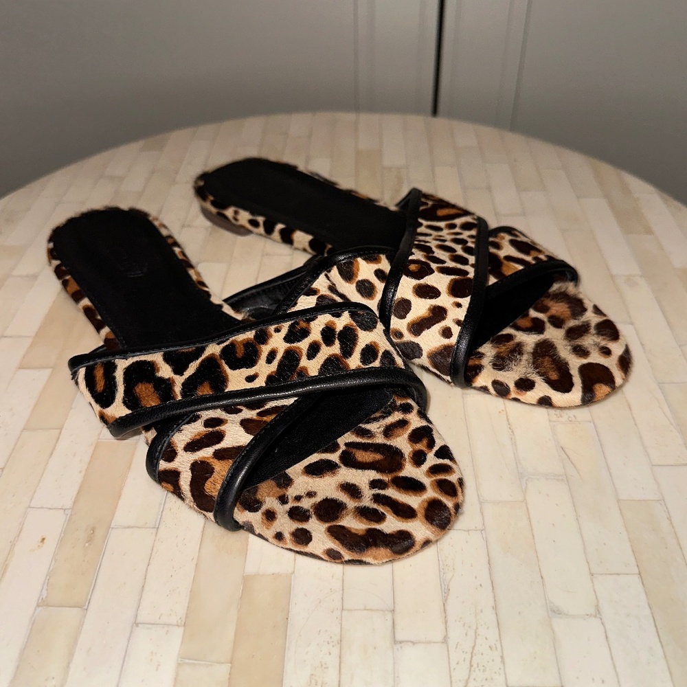 J. Crew Leopard Cora crisscross sandals
